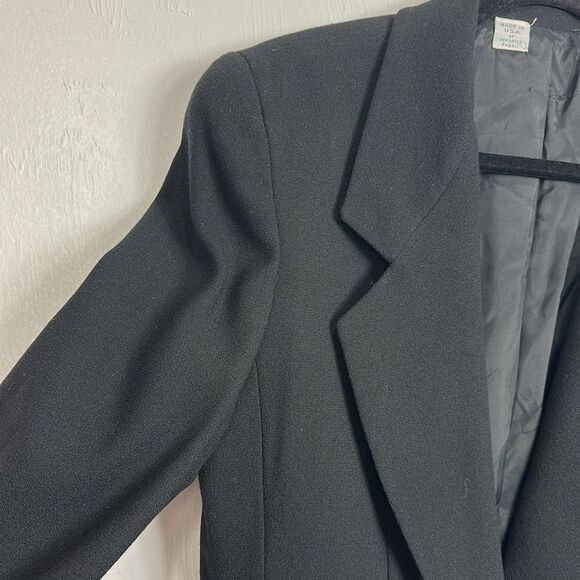 Vintage Wool Classic Black Women's Blazer With Pockets Size 10 - Picture 2 of 11